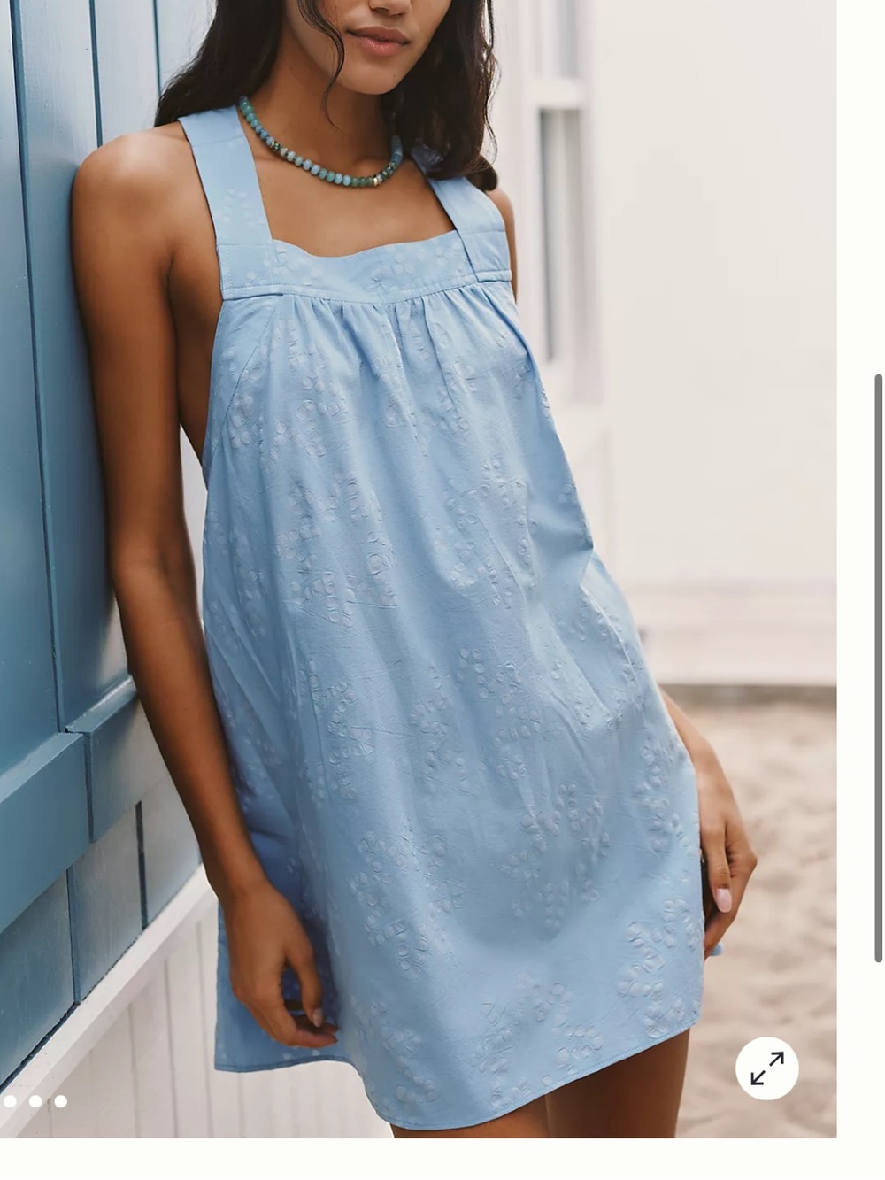 Anthropologie Light Blue Embroidered Sundress - Women